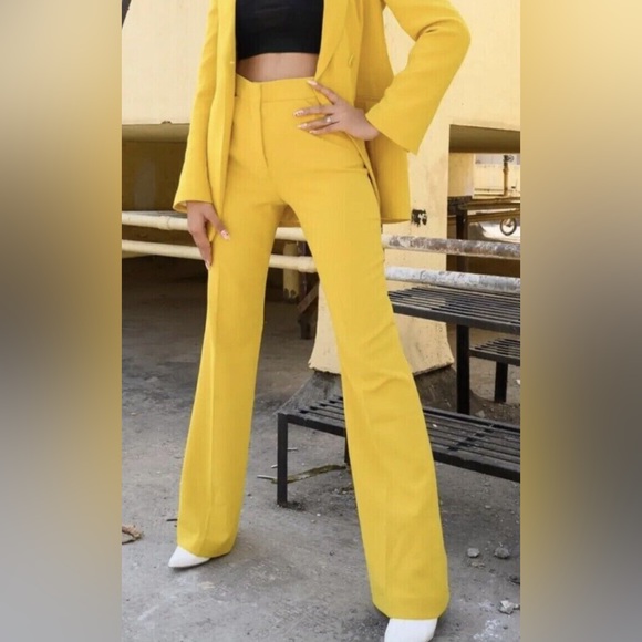 🍌Zara yellow wide leg trousers🍌 - Picture 3 of 11